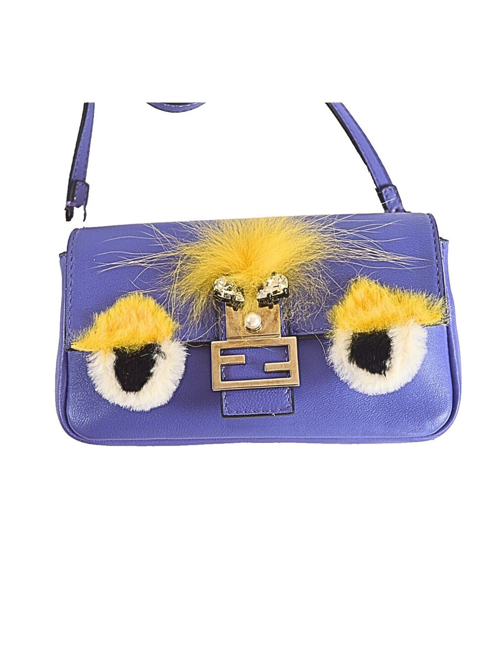 FENDI Monster Bag Bugs Micro Bucket Leather Shoulder Bag Purple